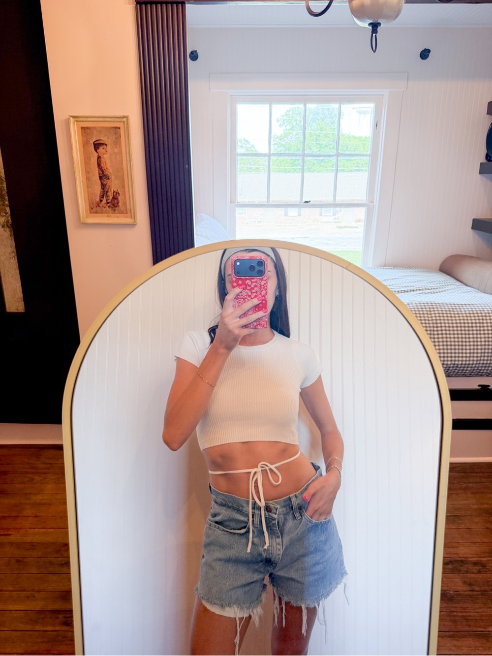 Princess Polly White Ribbed Tie-Waist Crop Tee